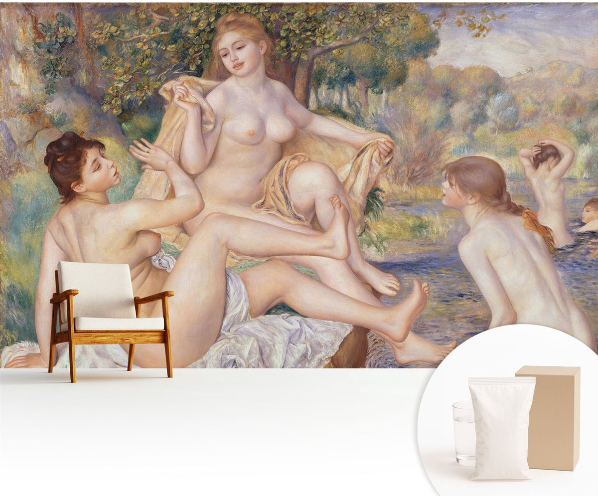 Wallfluent Fotobehang - Beige Vliesbehang - 416x254 cm - Vrouwen Die Rusten Muurschildering - Gang behang Deel - Fotobehang Vlies - Gang behang