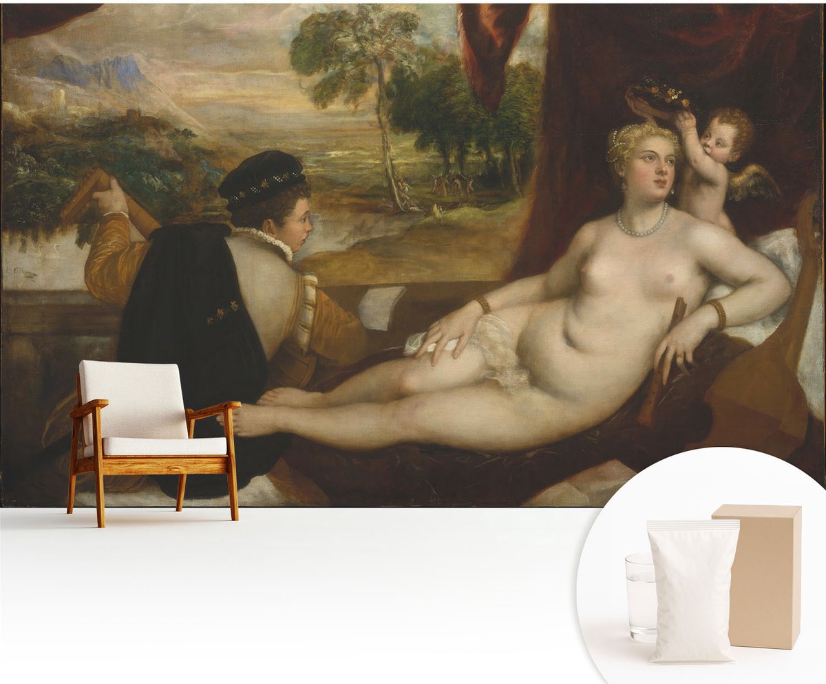 Wallfluent Fotobehang - Bruin Vliesbehang - 416x254 cm - Ontspannende Scène Fotobehang Vlies - Hal behang Mensen - Muurschildering - Woonkamer behang