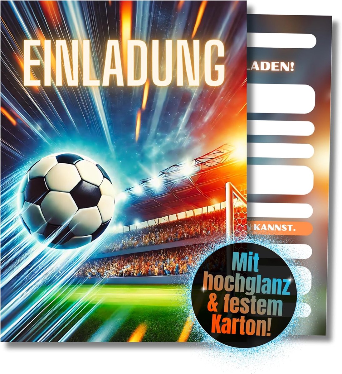 SnelShoppen - 12 x Voetbal Uitnodigingen voor Verjaardagsfeestjes Kinderen, DIN A6, Voetbal Party, Uitnodigingen voor Jongens, Feestartikelen, Smudge-