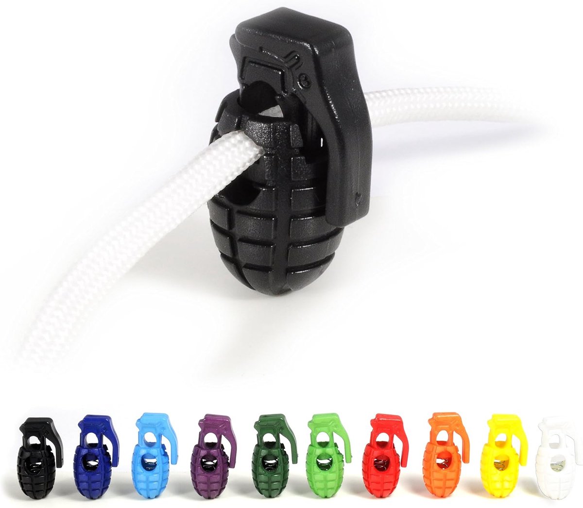 Cordstopper Ø 8 mm - Set van 10 - Zwart plastic - Voor stevige grip op koorden - ShopVlot