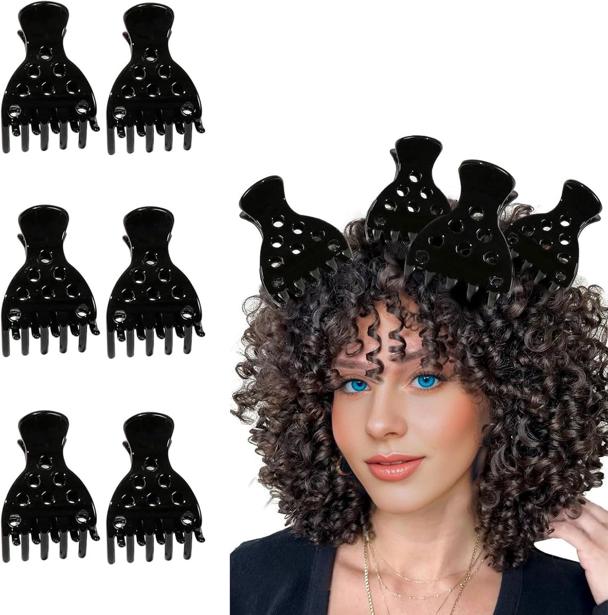 Haarvolume clips 6 Stuks - Zwarte klauwclips - Root lifter voor bouncy krullen - Eenvoudig in gebruik - ShopVlot