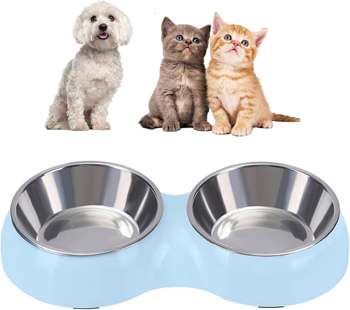 SnelShoppen - 2 in 1 Hondenkom - RVS Voer- en Waterbak - Multifunctionele Pet Bowl - Blauw - Ideaal voor Droog- en Nat Voer, Snacks en Water