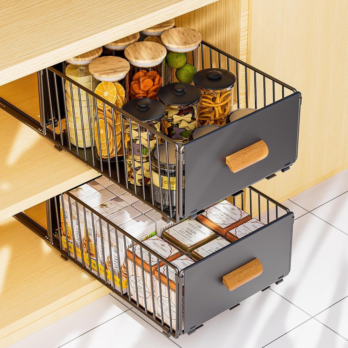 Self Adhesive Kitchen Sliding Drawer, Kitchen Cabinet Sliding Tray, Kitchen Cabinet Organizer for Kitchen Cabinets - ShopVlot