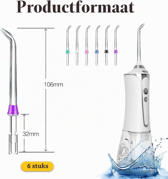 6 stuks Spare Nozzle High Pressure Dental Jet voor Waterpik, Nozzle Dental Appliance Compatibel met Waterpik Water Flosser Wf02/03ec Wp-100/108/112/250ec Wp-450/462/560/562ec Wp-563/565/660 — afbeelding 2