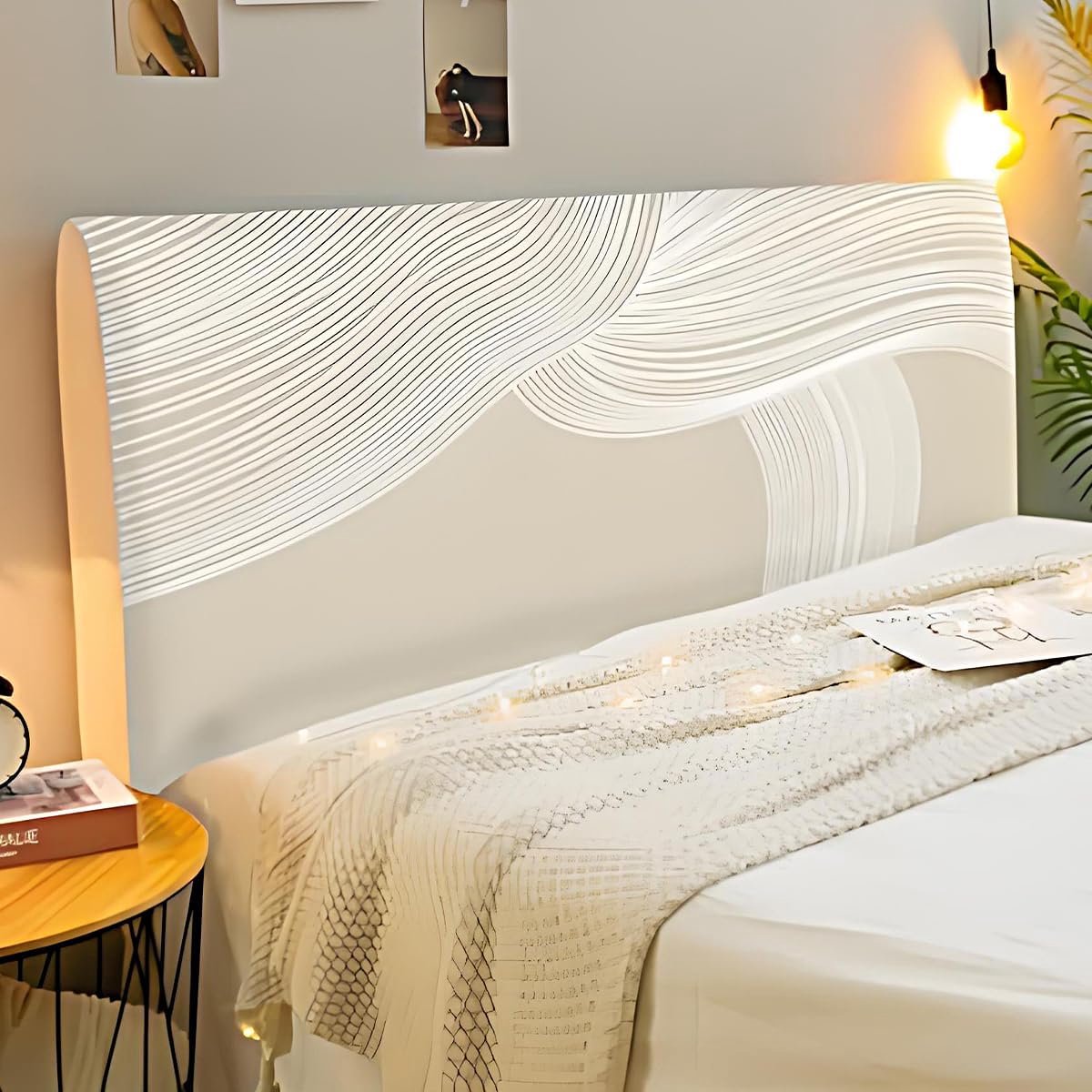 Abstracte hoes voor hoofdeinde van een bed, allesomvattend, universeel, stofdichte beschermhoes, elastische hoofdhoes, moderne hoes voor slaapkamerdecoratie, wasbaar (200 cm