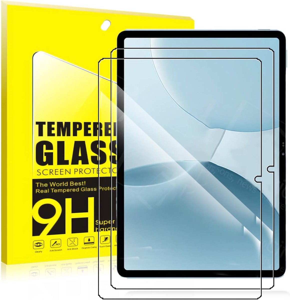 2 stuks displaybeschermfolie van gehard glas voor ZIOVO E15 10 inch tablet, 9H hardheid, krasbestendig, vingerafdrukbestendig