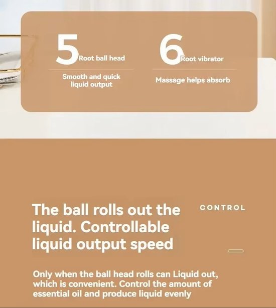 De balrolkop van de applicator laat vloeistof gecontroleerd vrij, ideaal voor gelijkmatige applicatie.