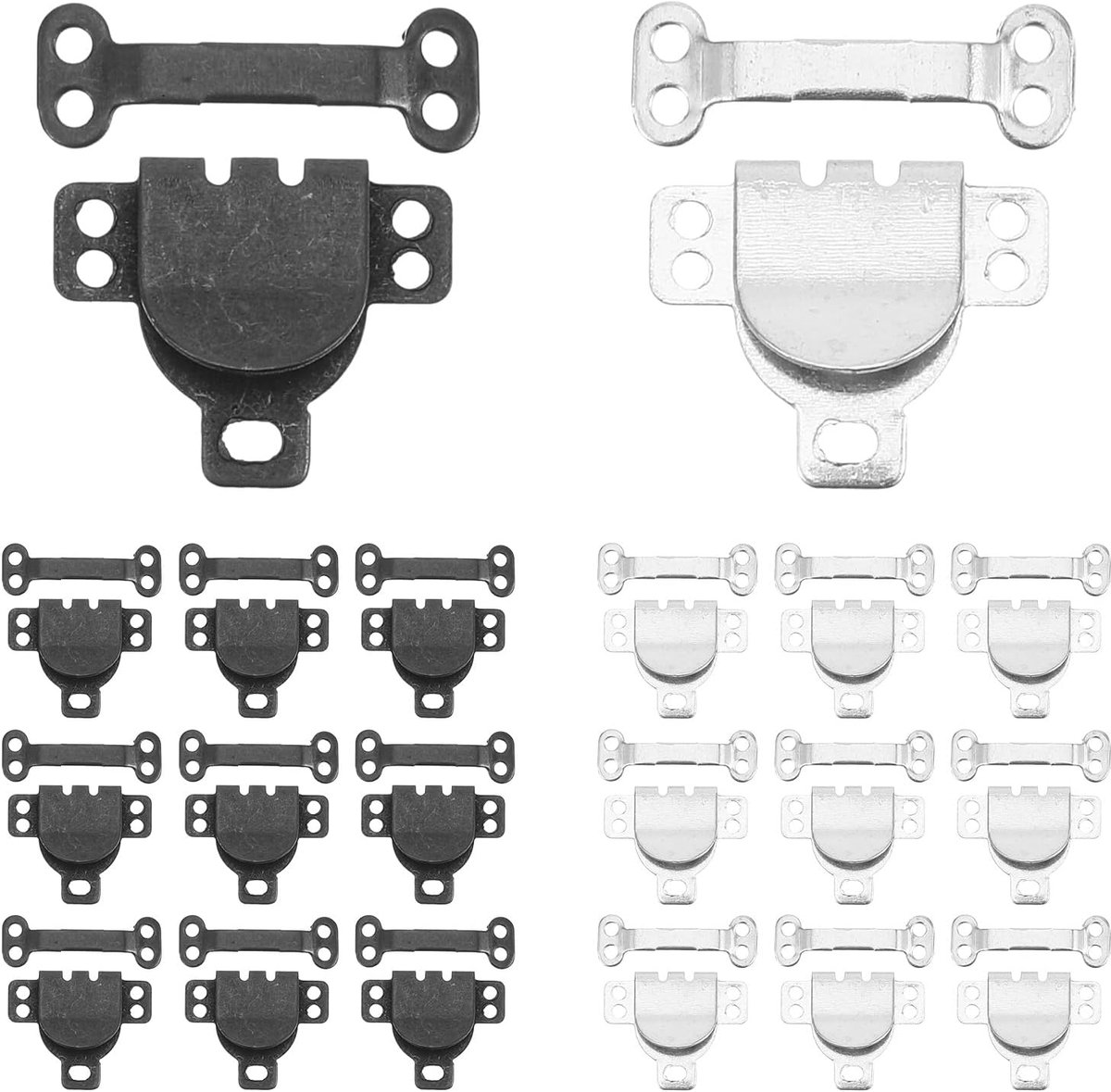 10 paar haken voor broekband, broeksluiting (zilver/zwart)