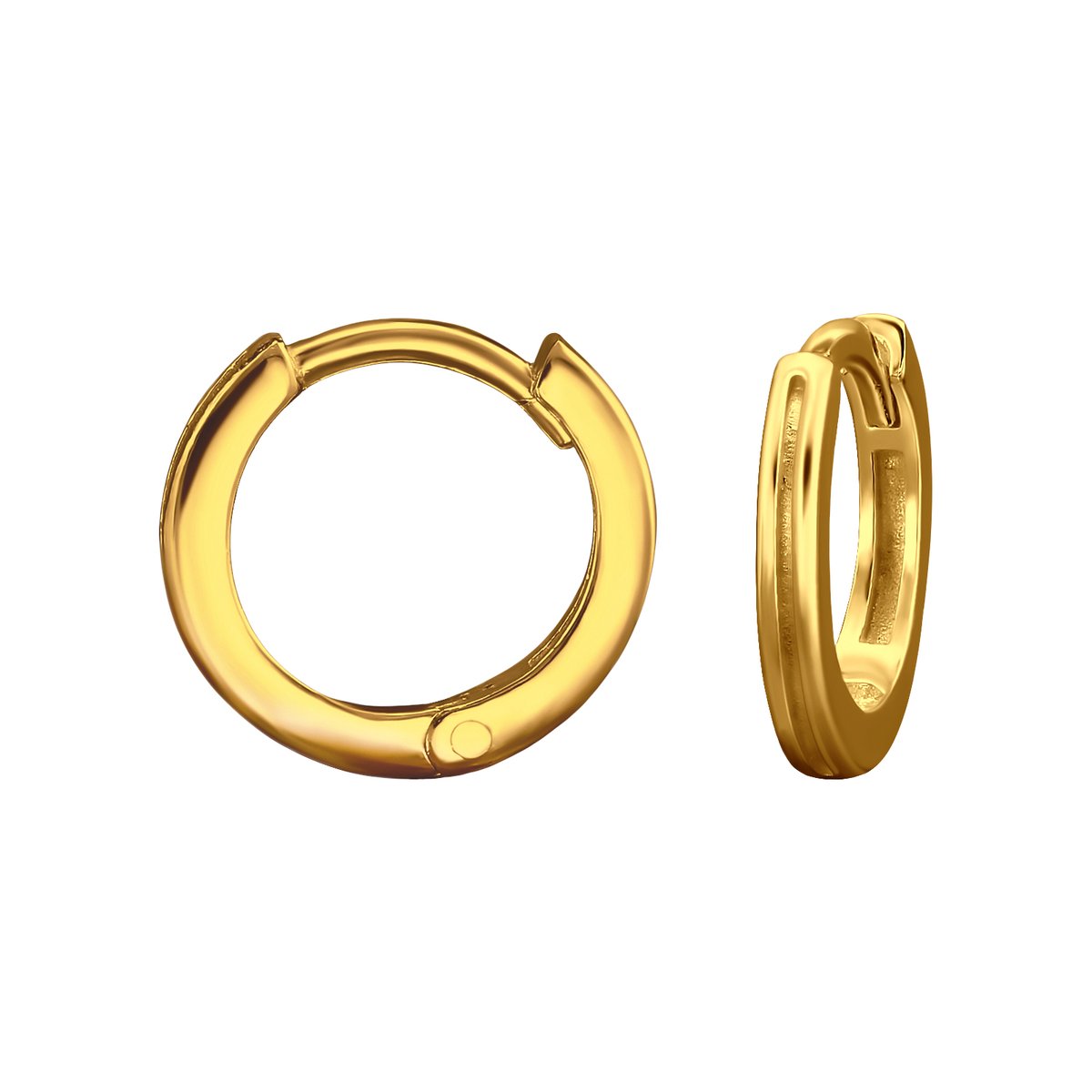 Joy|S - Zilveren oorbellen - 10 mm oorringen - gold plated - klapscharnier sluiting - sterling zilver 925