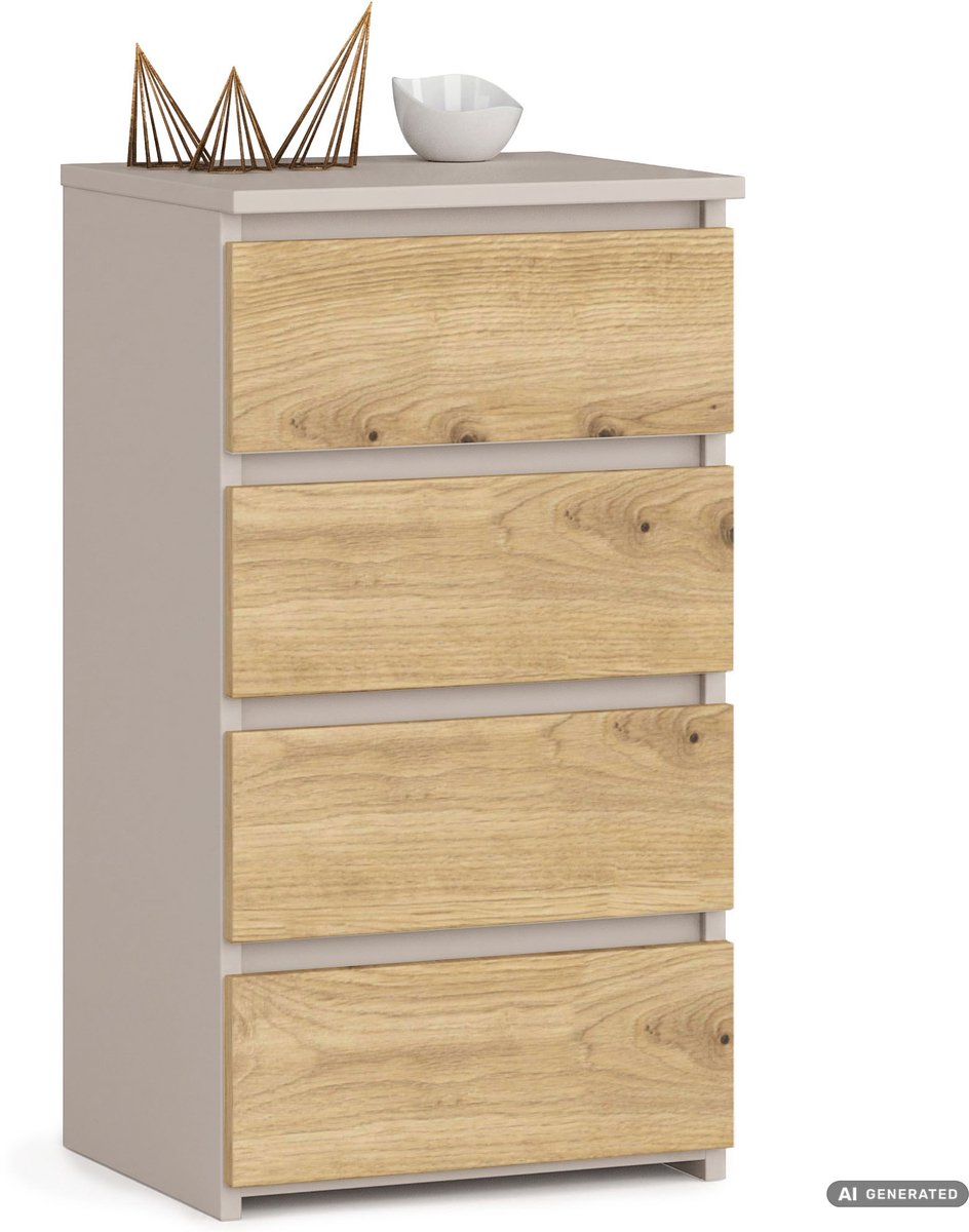 Akord Ladekast CL4 / Kasjmier / 40 cm / 4 Lades / Front Artisan Eiken / 40 x 74 x 35 cm