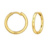 Joy|S - Zilveren oorbellen - 14 mm oorringen egaal - gold plated - klapscharnier sluiting - sterling zilver 925