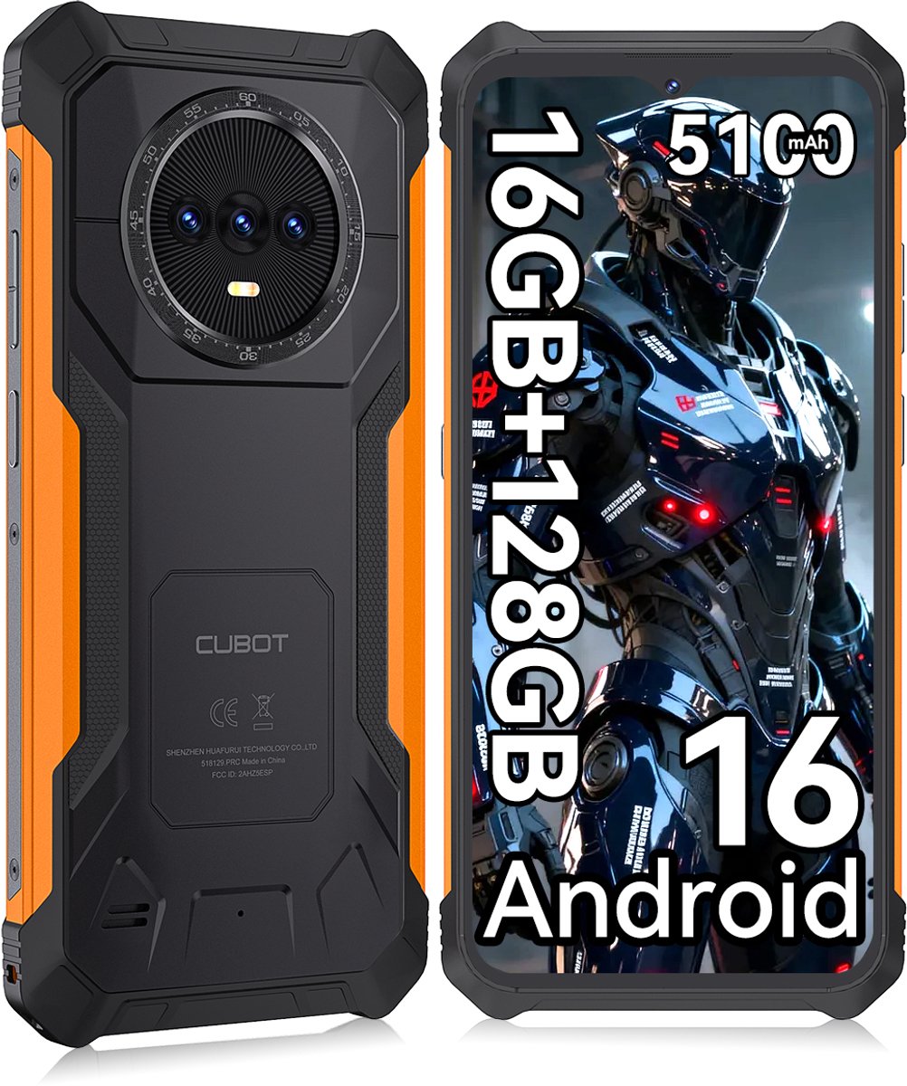 CUBOT Kingkong ES Pro Robuuste Smartphone - 6,56" - 16GB(6+10) RAM - 128GB ROM - 5100 mAh - Android 16 - IP68/IP69K - Face ID - Zwart