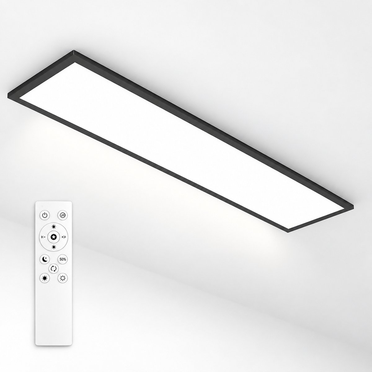 LOVHAUS LED Paneel 120x30 cm – 40W 4400 lm – Dimbaar – Afstandsbediening – Zwart – 3000K-6500K