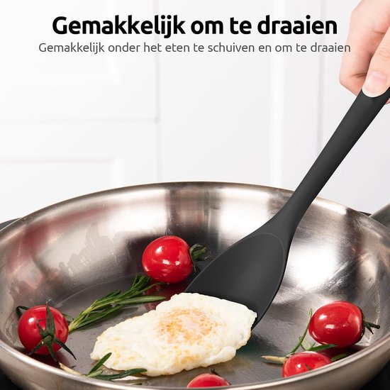 Siliconen Spatel Lepel 315℃ Hittebestendige Kooklepel (Zwart) — afbeelding 4