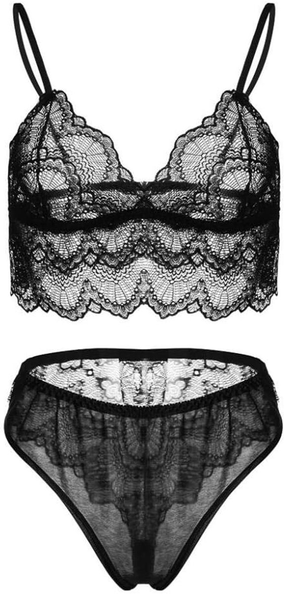 Bodystockings dames Ondergoed Vrouwen Erotische Lingerie Sexy Bh Slips Kostuum Transparant Kostuum Hol Nachtkleding-Black_S