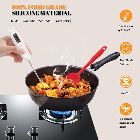 Spatel set voor koken bakken en mixen, Food Grade rubberen spatels, hoge hittebestendig voor anti-aanbak kookgerei, vaatwasmachinebestendig, BPA-vrij, veelkleurig keukengerei, pak — afbeelding 3