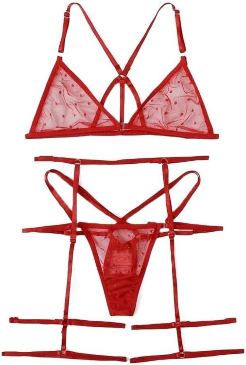 Lingerie voor dames sexy nachthemd lingerie nachtkleding Kant met stringDames Ondergoed Kleding Micro Sexy Kanten Beha Ondergoed String Dames Lingerie S-xl-red_M
