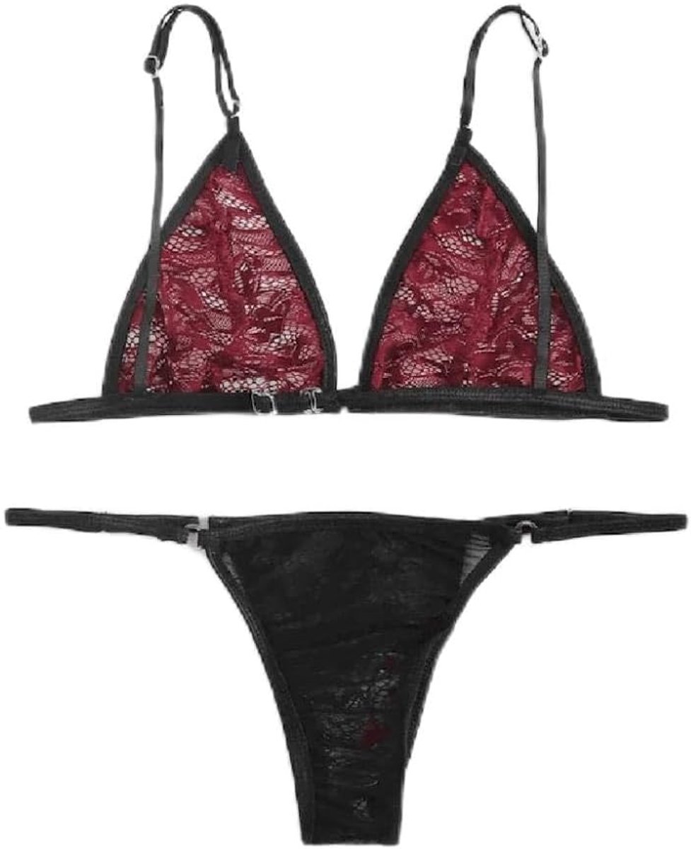 2 ST Vrouwen Kostuums Kanten Beha Sexy Perspectief Slips Verleiding Erotische Porno Sex Dames Nachtkleding Set