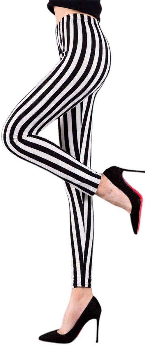 Leggings Zwart Wit Verticaal Gestreepte Print Yoga Sport Casual Capri Broek Elastische Panty