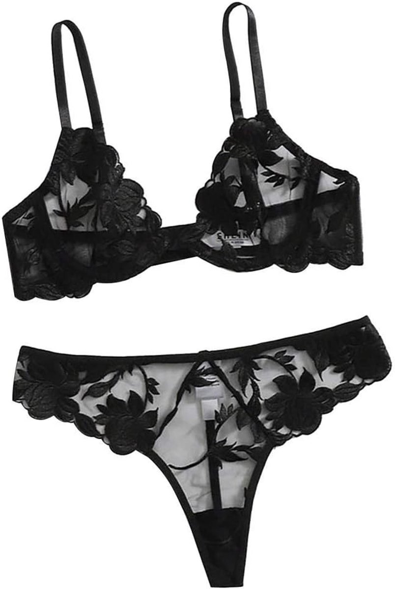 Sets met nachtmode & ochtendjas Erotische Dames Lingerie Porno Transparante Kanten Beha Borduren Verleiding Ondergoed Sexy Vrouwen Nachtkleding Set