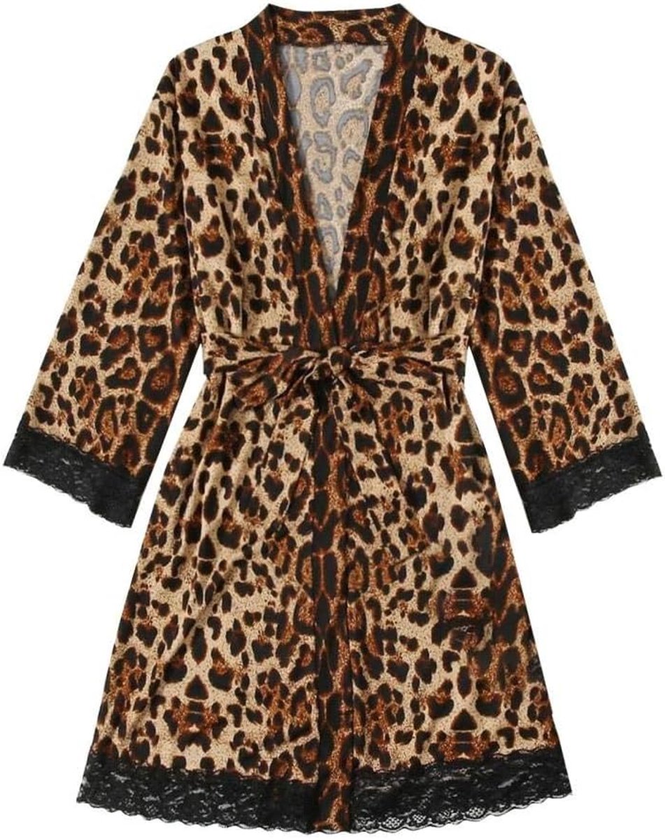 Nachtkleding kant lingerie sexy jurk met string voor damesVrouwen Gewaad Sexy Luipaard Satijn Zijden Pyjama Vrouwen Nachtjurk Lingerie Gewaden Nachtkleding Sexy Pijamas Nachtjapon