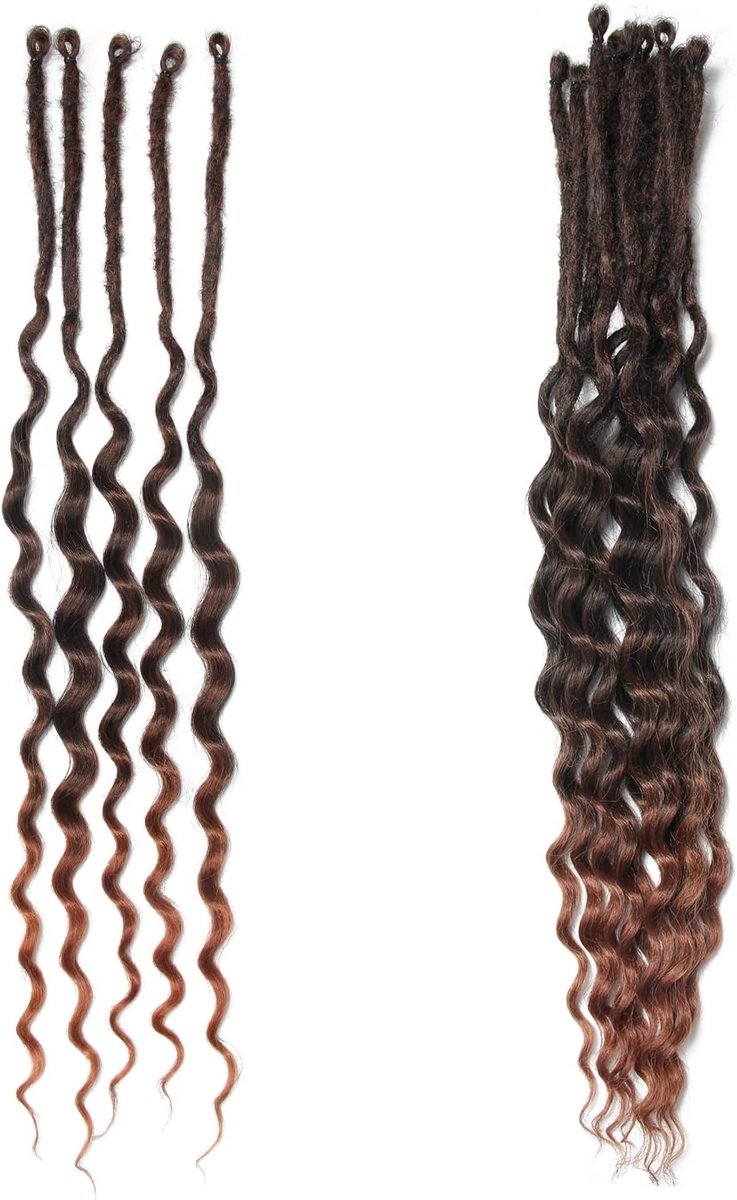 Ended Dun 0,6 cm Dreadlock Extensions 20 Inch Synthetische Golvende Dreadlocks SE Dreadlock Extensions Zachte Pre-looped Dreads 15 Strands