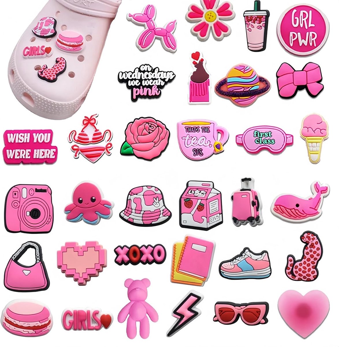 Bedels voor kinderen, cartoon schoensteker, clogs schoenbedels, schattige anime-bedels, doe-het-zelf schattige pvc-schoenhangers voor klompen en sneakers, Allgemein, PVC