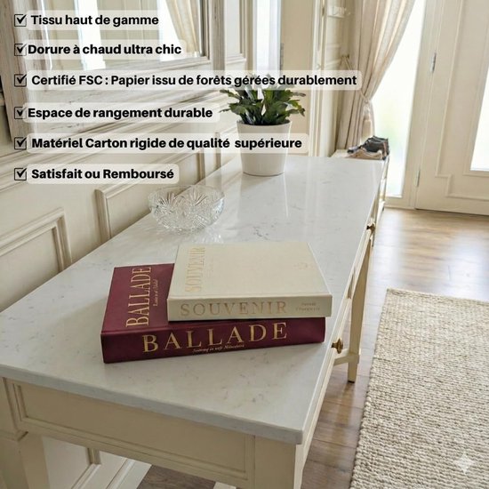 Woondecoratie van linnen, set van 2 luxe geheime dozen voor boekenkast of woonkamerplank - dummy boeken met afstandsbediening of andere voorwerpen (terracotta & beige) — afbeelding 4