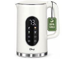 Olvy Waterkoker met Temperatuurregeling - Crème - Warmhoudfunctie - RVS - Dubbelwandig - Elektrisch…