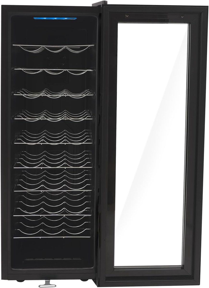 90 liter, wijnklimaatkast, flessen, drankkoelkast met led-touchscreen, gegolfde wijnrekken en slot, temperatuurbereik van de koeling 12-18 °C
