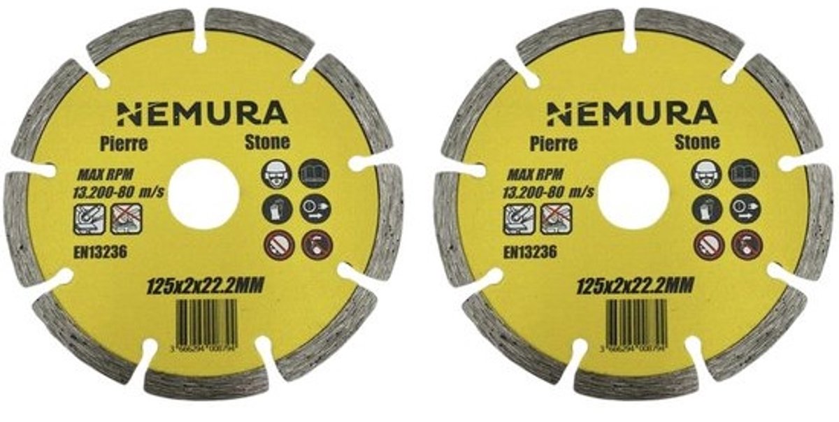 Set van 2 diamantschijven 125 mm voor beton, steen en tegels - professioneel en duurzaam snijgereedschap