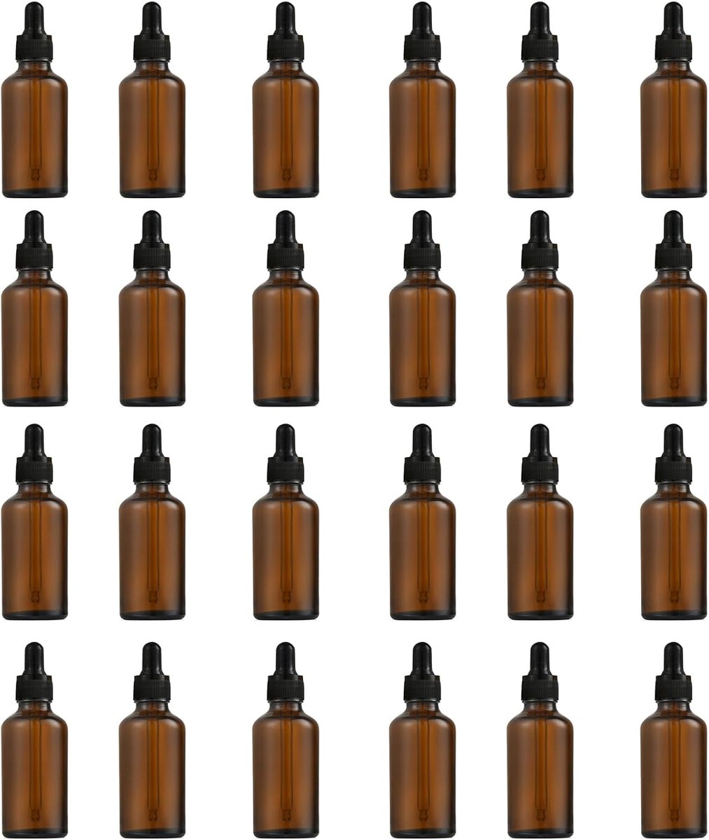 24 PCS Druppelfles 5ml Amber met Glazen Pipet Druppelaar - Apothekersfles voor Etherische Olie, Parfumoliën, Aromatherapie, Geuren