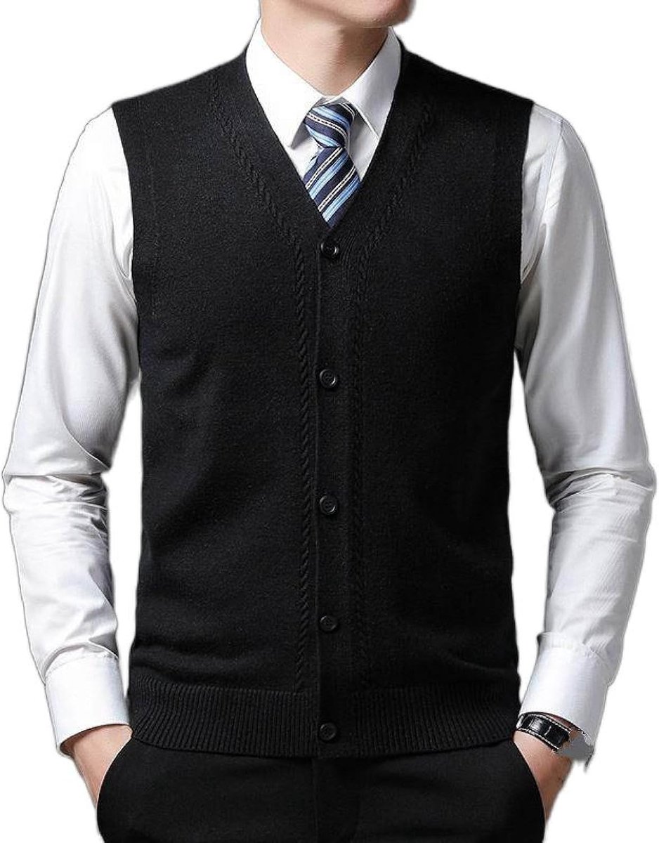 Vest Met V-Hals, Gebreid Vest Met V-Hals, Herfst En Winter Klassiek Jacquard Vest Trend Casual Effen Kleur Heren Kasjmier Gemengd Vest, Business Gentleman Knitwear Sweater Vest Tank To