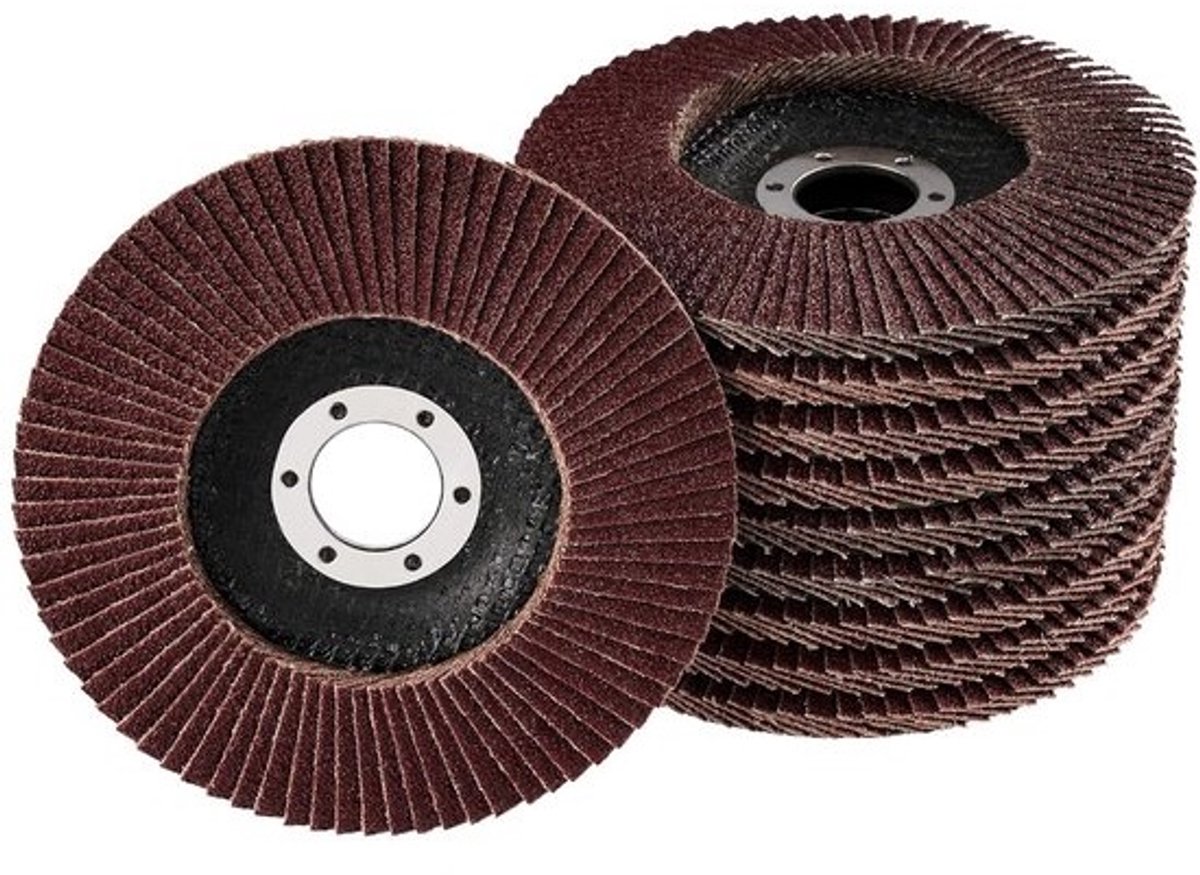 Lamellenschijven set - Slijpschijven - Metaal bewerken - Grof ontroesten - 10 stuks 125 mm - Bruin