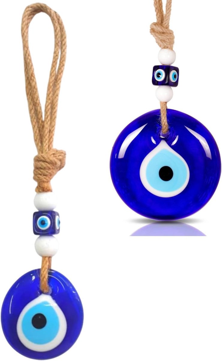 Set van 2 decoraties om op te hangen tegen het boze oog en het Turkse oog, autobedeltje, autoaccessoires voor sieraden, bescherming tegen geluk, cadeaus