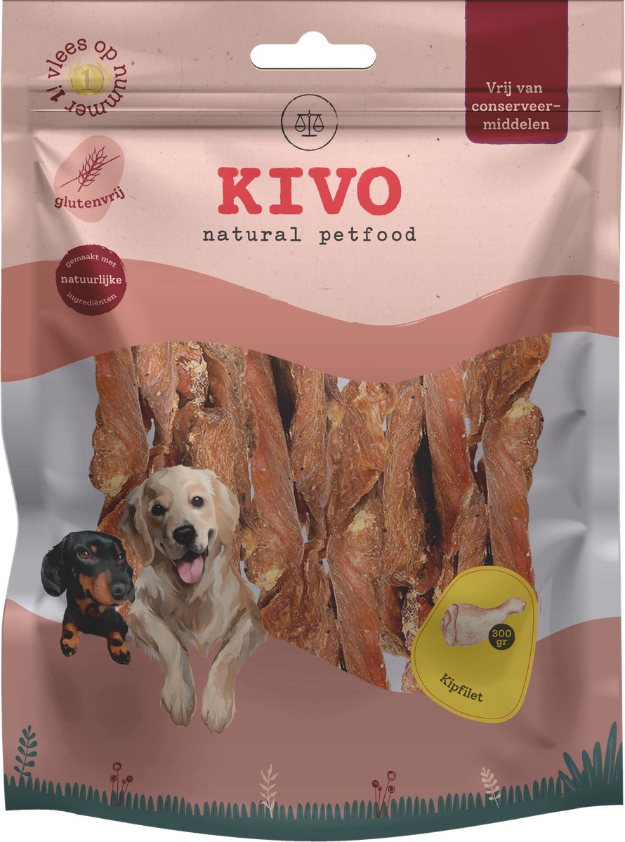 Kivo Petfood Hondensnack Gedroogde Kipfilet 300 gram - Graanvrij en Glutenvrij