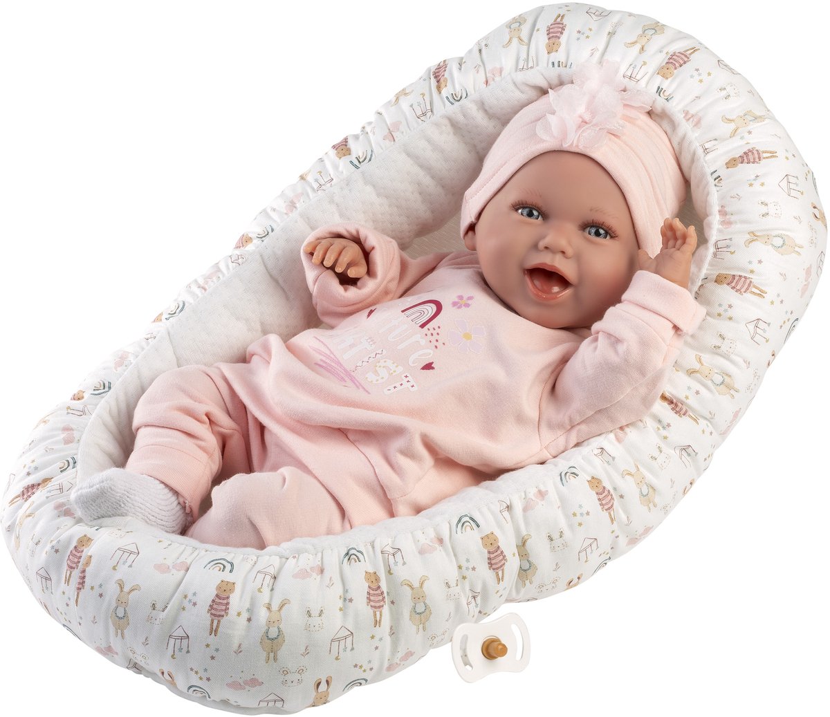 Llorens babypop Mimi met geluid en stoffen mand 42 cm