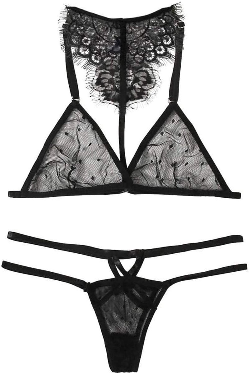 Lingerie voor dames sexy nachthemd lingerie nachtkleding Kant met stringVrouwelijk Ondergoed Sexy Erotische Lingerie Vrouwen Plus Size Kanten Lingerie Beha string Ondergoed Zwart Nachtkleding Ero