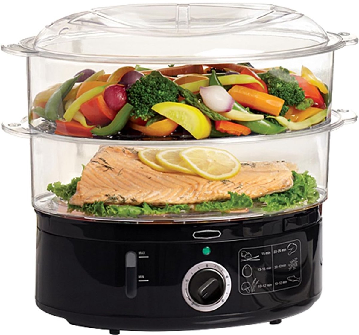 JCP® Stoomkoker - Stomer - Groente Stomer - Zwart - 36cm x 26cm x 29cm