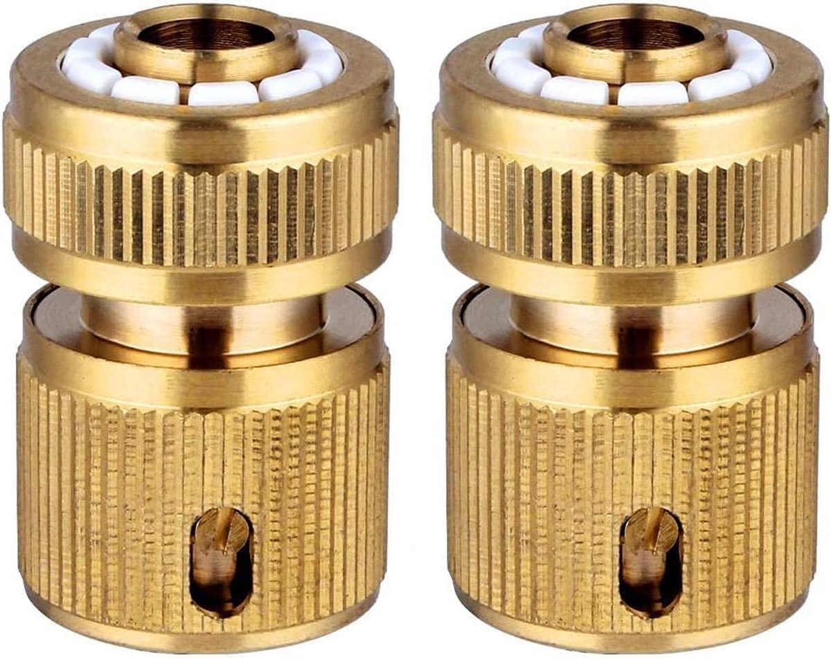 Snelkoppeling, 2 stuks, voor 1/2 inch waterslang, snelkoppeling met stopfunctie voor 1/2 inch tuinslangen