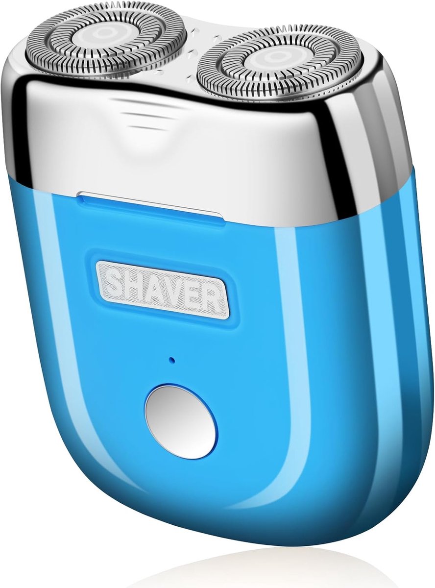 Mini Elektrisch Scheerapparaat Heren Blauw – Draadloos Reisscheerapparaat met Magnetische Scheerkop – 8500/9500 RPM – Compact Scheerapparaat met USB-C Oplaadpoort