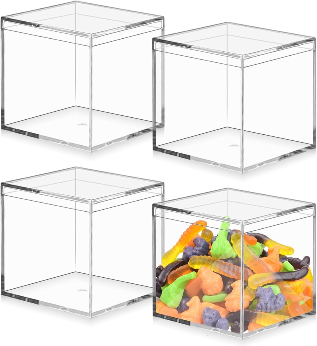 4 stuks acryl opbergdozen met deksel 10 x 10 x 10 cm kleine transparante sieradendoos