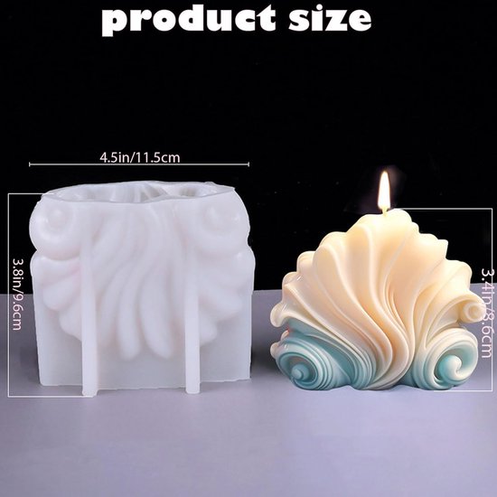 3D Schelpvorm Kaarsenvorm Geurkaars Vormen Silicone Gietvorm DIY Silicone Gietvorm Voor Het Gieten Zelf Maken Set Ijsvorm — afbeelding 2