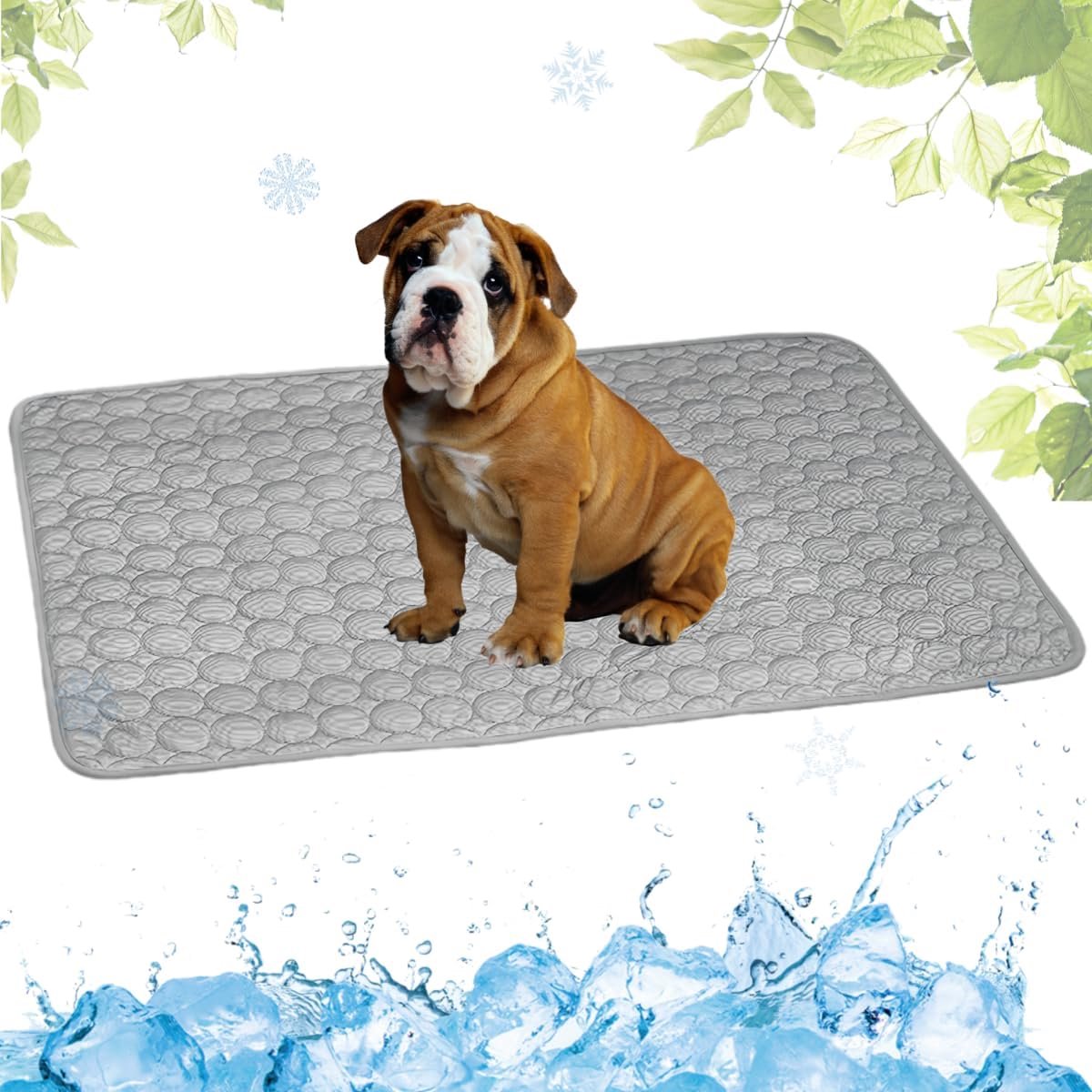 Koelmat voor Hond, Zelfkoel Hondenmat, Kat Koelmat, Niet-toxisch Huisdier Zelfkoelende Pad, Wasbaar Hondenkoelmat voor Honden en Katten in Hete Zomer Ontspannen(Grijs,50x60cm)