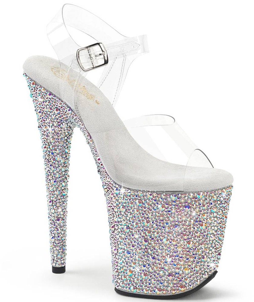 Pleaser - BEJEWELED808MS Sandaal met enkelband, Paaldans schoenen - US 9 - 39 Shoes - Wit