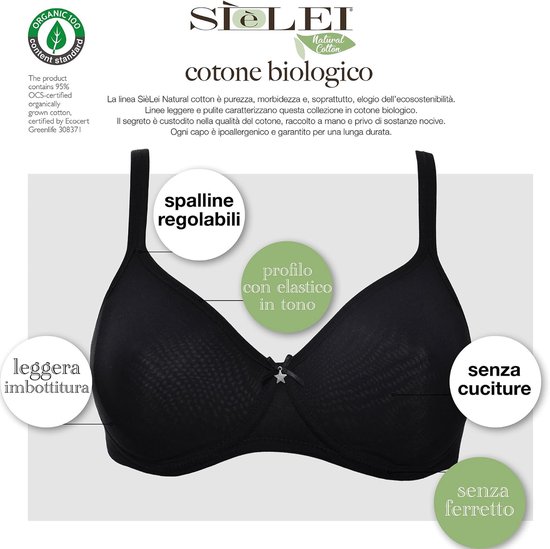 Halfgevoerde beha zonder beugel, van biologisch katoen, ontworpen in Italië — afbeelding 3