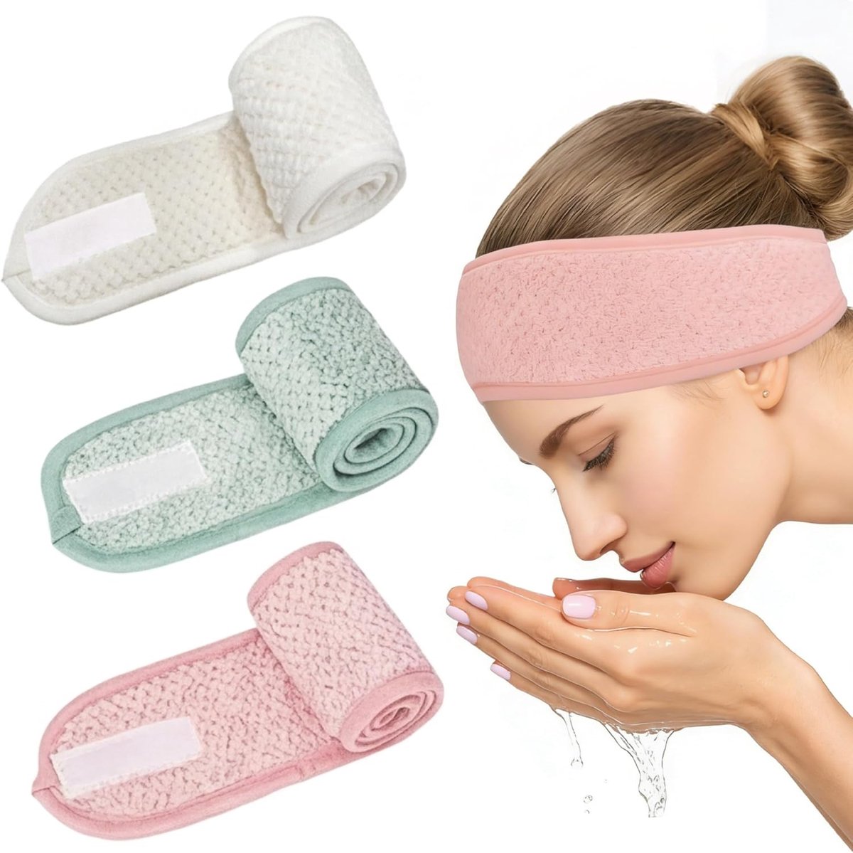 3 stuks wasbare make-up haarband, microvezel, haarband, dames, make-up, brede hoofdband voor dames, voor gezichtswassen, huidverzorging, douche quo