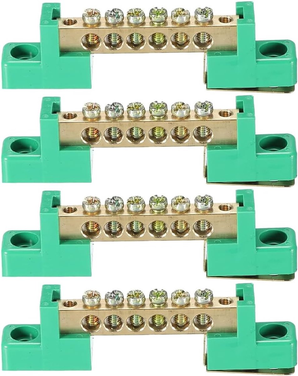 4 stuks 6-gaats aardingsrij, 6 posities terminal aardingsstang schroefblok voor elektrische verdeling