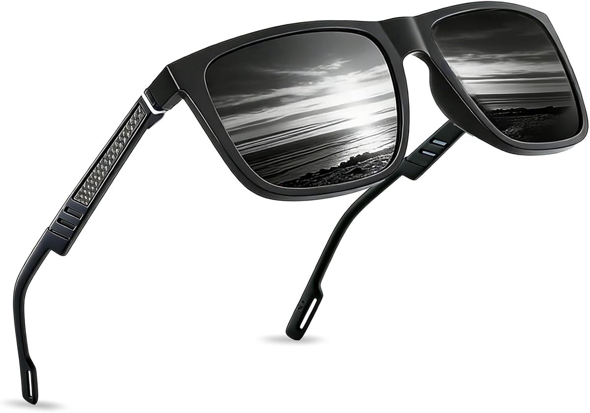 Gepolariseerde Zonnebril voor Heren en Dames, Sportbril UV400 Bescherming Klassieke Vierkante Zonnebril Lichtgewicht Frame voor Autorijden Vissen Reizen Sporten (Antracietgrijs)