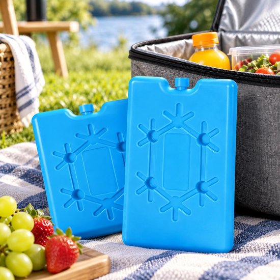 2x stuks Koelelementen 400 ml 10 x 16 cm blauw - Koelblokken/koelelementen voor koeltas/koelbox van Orange85 — afbeelding 3